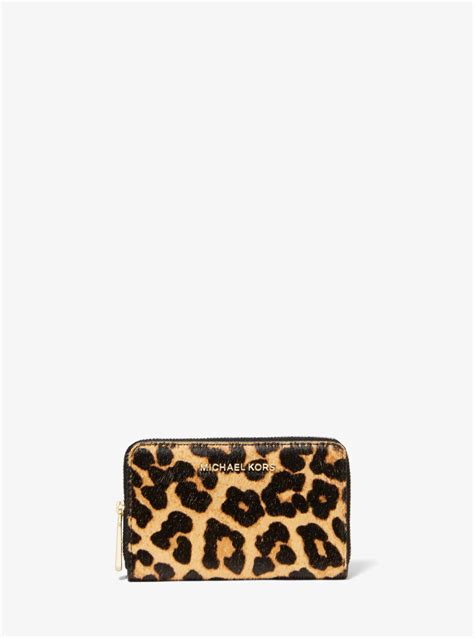 michael kors small leopard-print calf hair wallet|Michael Kors.